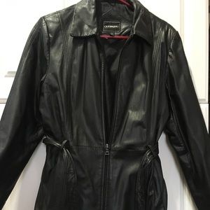 Black leather medium jacket